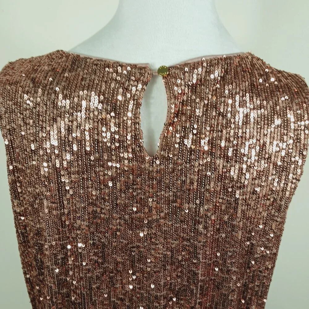 DKNY, Sleeveless Sequin Top, Dusty Pink, Size Large, Glam, Sparkly, Party - Picture 8 of 16